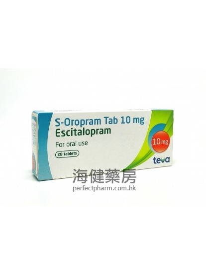 S-Oropram 10mg Escitalopram 28Tablets Actavis