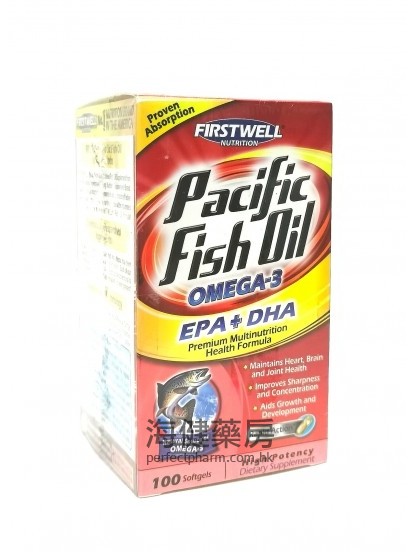 深海鱼油 Pacific Fish Oil Omega-3 EPA DHA 100Sotgels 