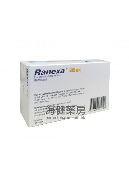 雷諾嗪 Ranexa 500mg Ranolazine 60 PR Tablets 