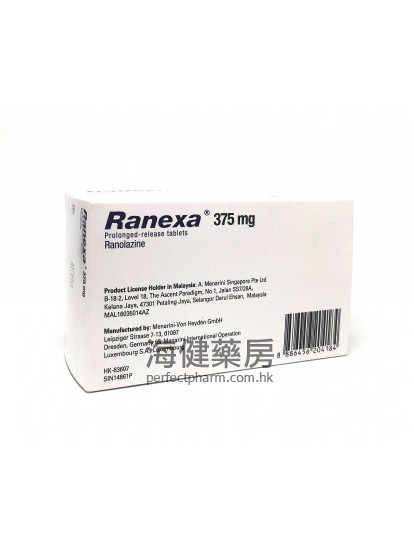 雷諾嗪 Ranexa 375mg Ranolazine 60 PR Tablets 