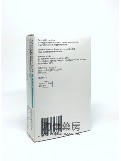 妙樂柏緩釋片 Mirapex ER 1.5mg 30Tablets 