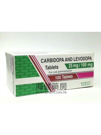 卡左雙多巴 Carbidopa and Levodopa 25:100mg 100Tablets 