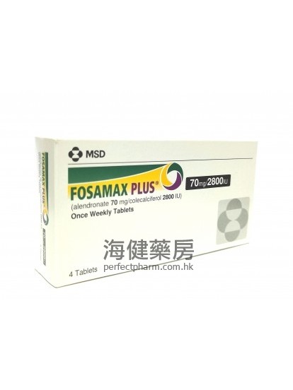 Fosamax Plus 70mg:2800IU 4Tablets 福善美加 （阿仑膦酸钠维D3片）